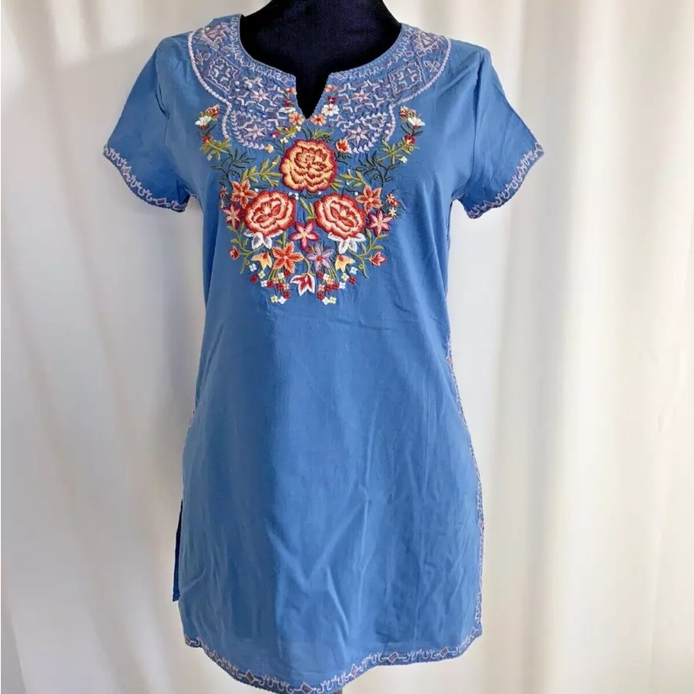 Kyla Seo Boho Blue Embroidered Too - size Small NWT